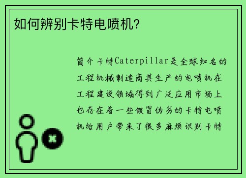 如何辨别卡特电喷机? 如何辨别卡特电喷机?